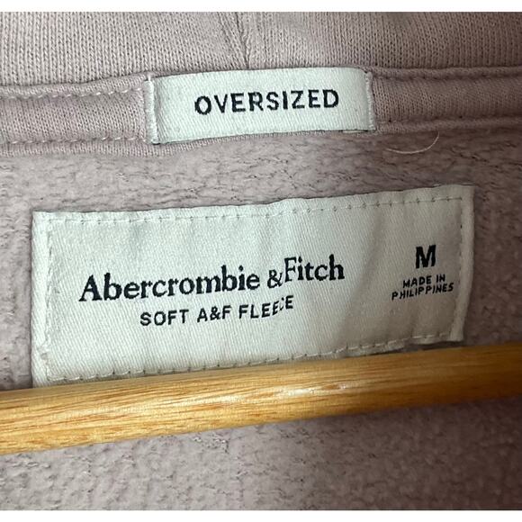 ABERCROMBIE & FITCH Mauve Purple Oversized Boyfriend Fleece Hoodie Medium to XL - Picture 3 of 7